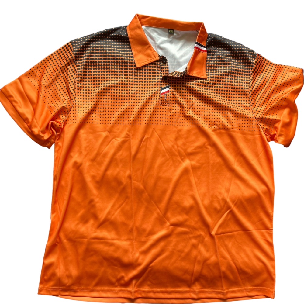 Breathable Men’s Golf Shirt V-Neck Orange Polo NWOT
